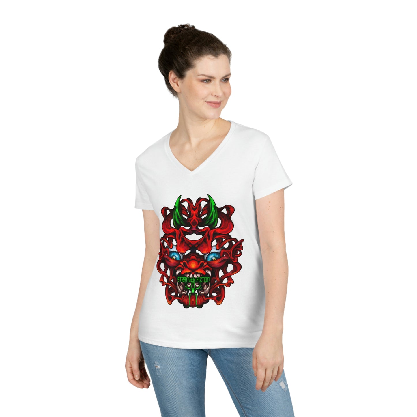 Red Oni Ladies' V-Neck T-Shirt