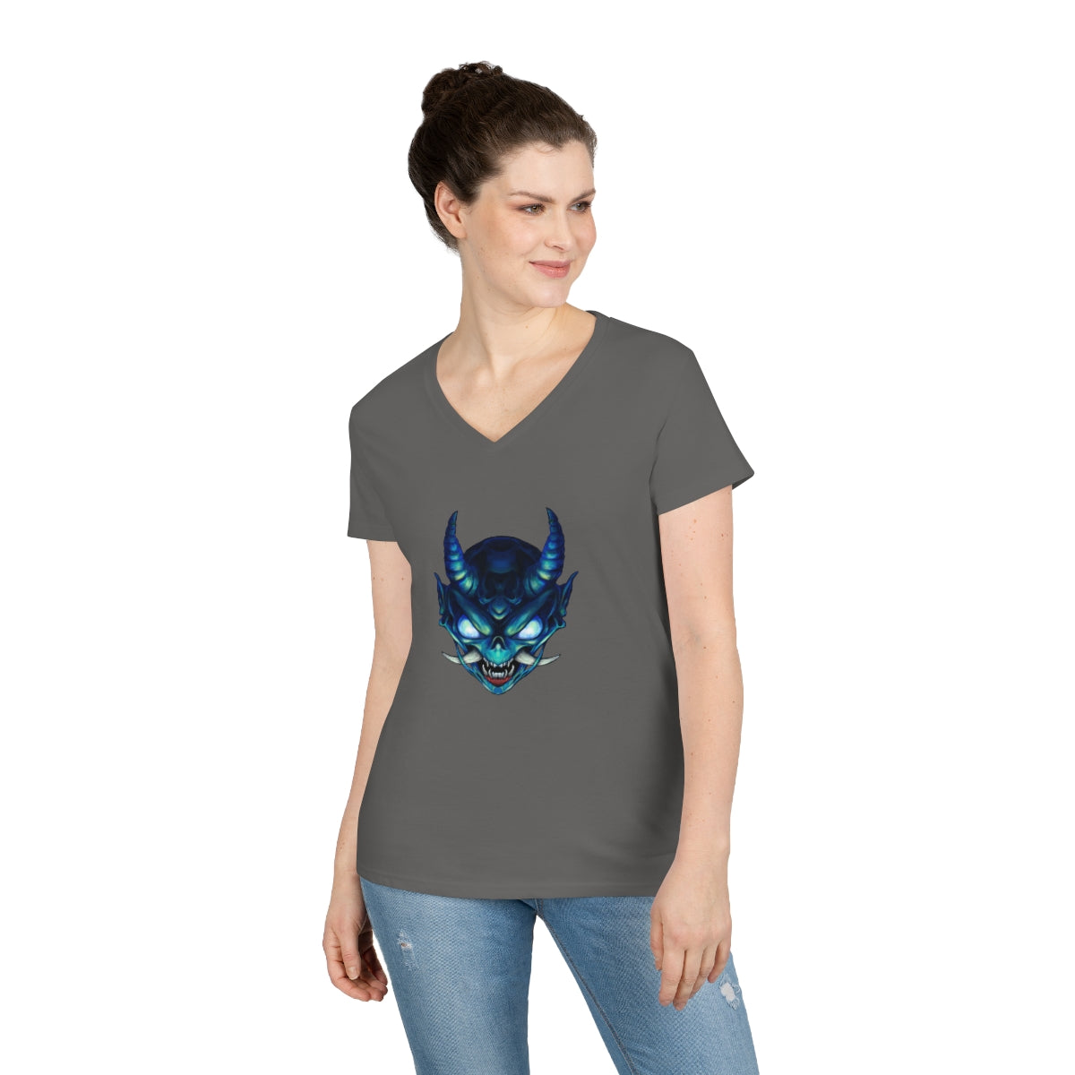 Blue Oni Ladies' V-Neck T-Shirt