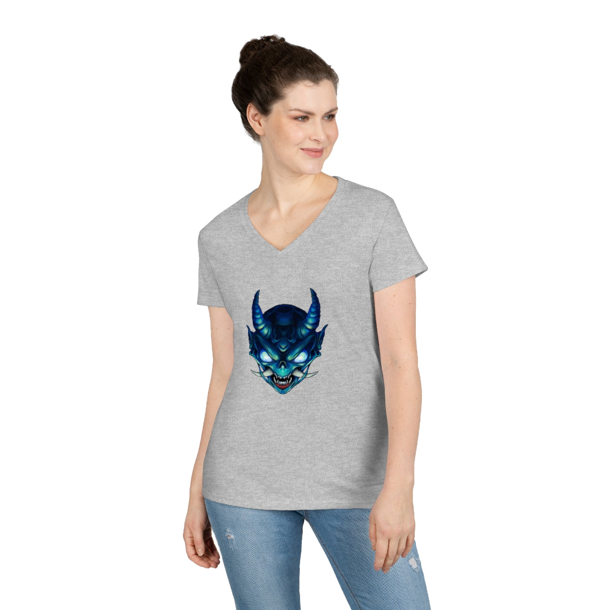 Blue Oni Ladies' V-Neck T-Shirt