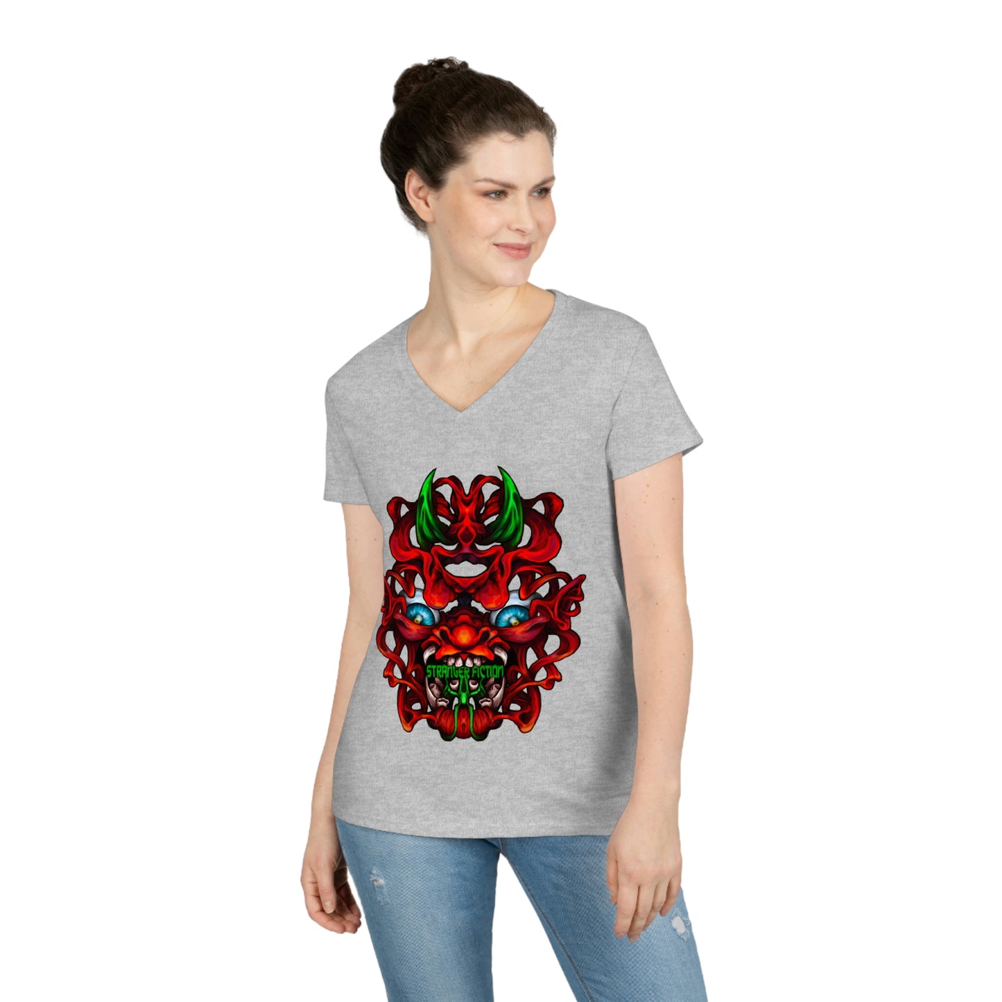 Red Oni Ladies' V-Neck T-Shirt