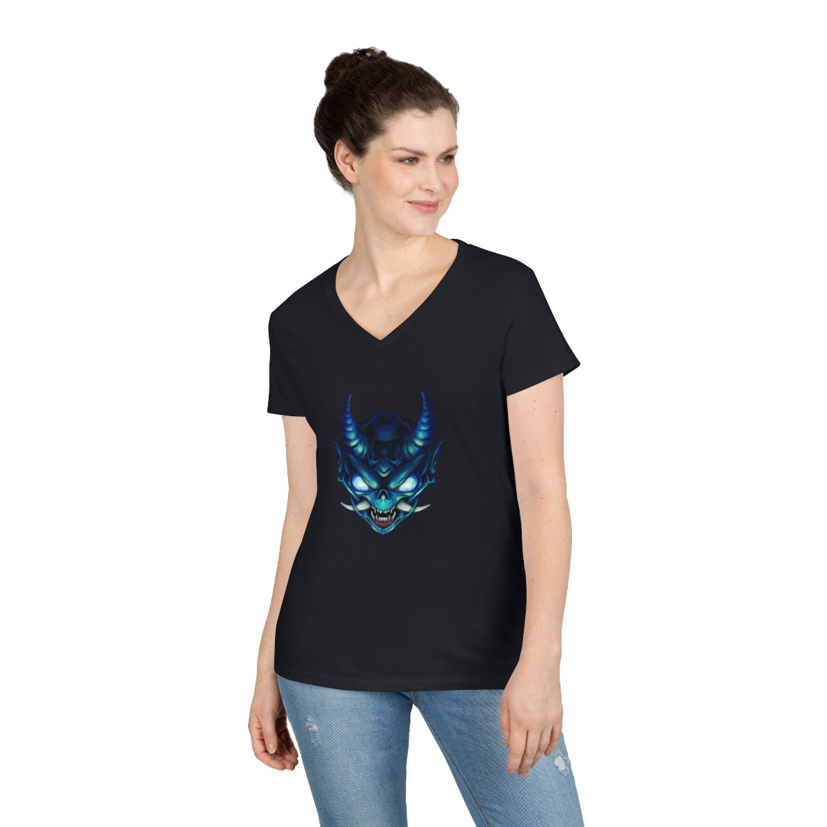 Blue Oni Ladies' V-Neck T-Shirt