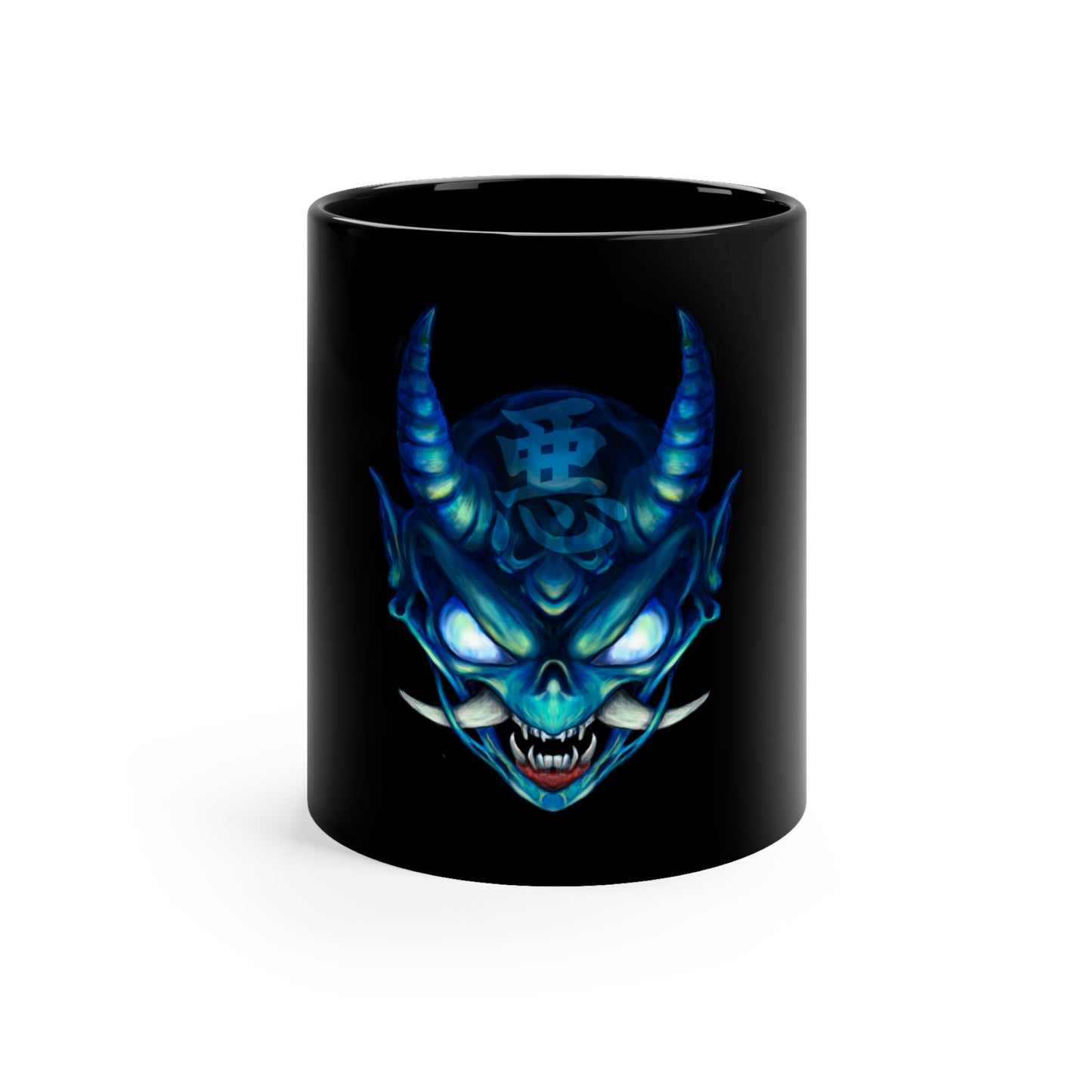 Blue Oni 11oz Black Mug